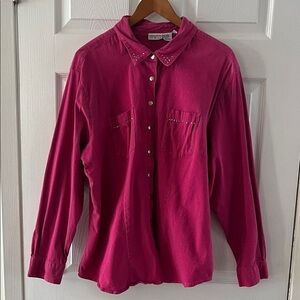 Jeanology Pink Denim Cotton Button-Down Shirt